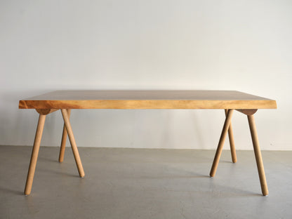 モンキーポッド一枚板60297 トライパッド脚（オーク）との組み合わせ